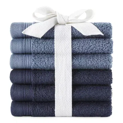 Home Expressions 6pc Washcloth Set In Blue