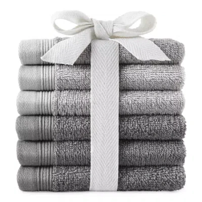 Home Expressions 6pc Washcloth Set In Gray