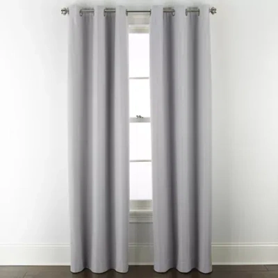 Home Expressions Allister Grommet Top Energy Saving 100% Blackout Single Curtain Panel In Gray