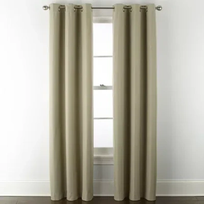 Home Expressions Allister Grommet Top Energy Saving 100% Blackout Single Curtain Panel In Sand