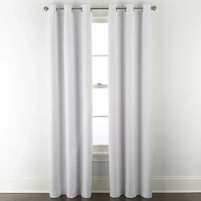 Home Expressions Allister Grommet Top Energy Saving 100% Blackout Single Curtain Panel In White