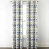 Home Expressions Allister Print Fan Floral Grommet Top Energy Saving 100% Blackout Single Curtain Panel In Blue
