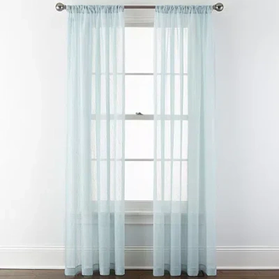 Home Expressions Crushed Voile Rod Pocket Sheer Single Curtain Panel In Blue