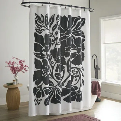Home Expressions Dazed Floral Shower Curtain In Black