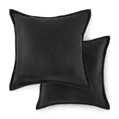 Home Expressions Faux Suede 2-pack Square Throw Pillow In Black