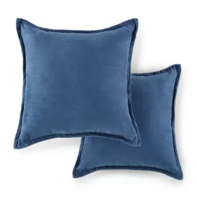 Home Expressions Faux Suede 2-pack Square Throw Pillow In Blue