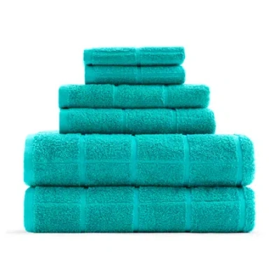 Home Expressions Grid 6-pc. Bath Towel Set In Green
