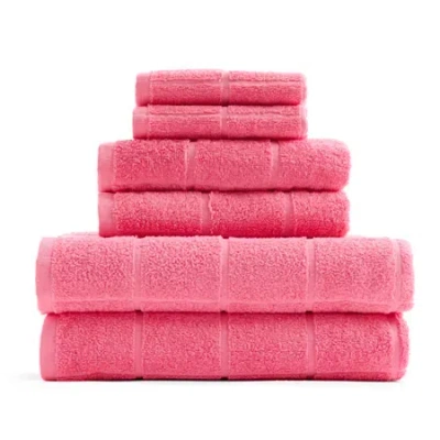 Home Expressions Grid 6-pc. Bath Towel Set In Pink