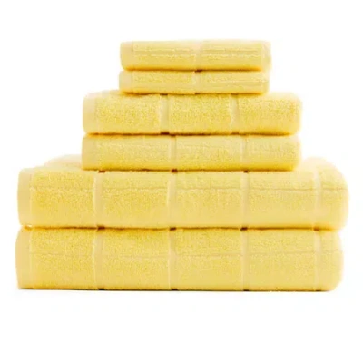 Home Expressions Grid 6-pc. Bath Towel Set In Yellow