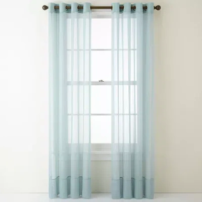 Home Expressions Lisette Grommet Top Sheer Single Curtain Panel In Blue