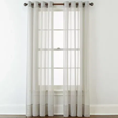 Home Expressions Lisette Grommet Top Sheer Single Curtain Panel In Gray