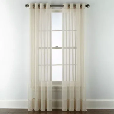 Home Expressions Lisette Grommet Top Sheer Single Curtain Panel In Sand