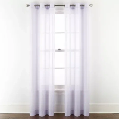 Home Expressions Remy Solid Grommet Top Sheer Single Curtain Panel In Purple