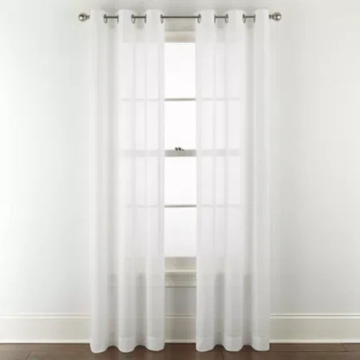 Home Expressions Remy Solid Grommet Top Sheer Single Curtain Panel In White