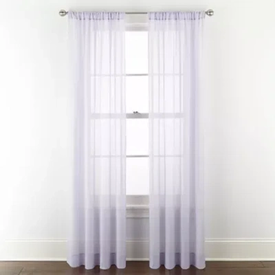 Home Expressions Remy Solid Rod Pocket Sheer Single Curtain Panel In Purple