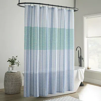 Home Expressions Rubgy Stripe Shower Curtain In Blue