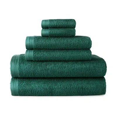 Home Expressions Solid & Stripe Bath Towel In Green