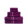 Home Expressions Solid & Stripe Bath Towel In Purple