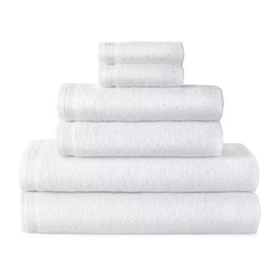 Home Expressions Solid & Stripe Bath Towel In White