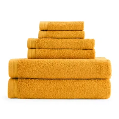 Home Expressions Solid & Stripe Bath Towel In Yellow