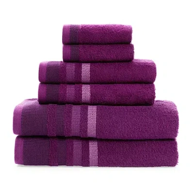 Home Expressions Stripe 6-pc. Bath Towel Set In Purple