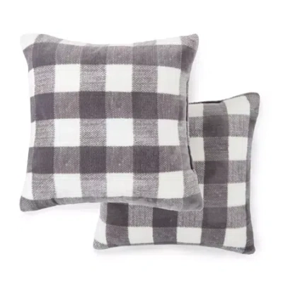 Home Expressions Velvet Plush 2-pack Square Throw Pillow In Gray