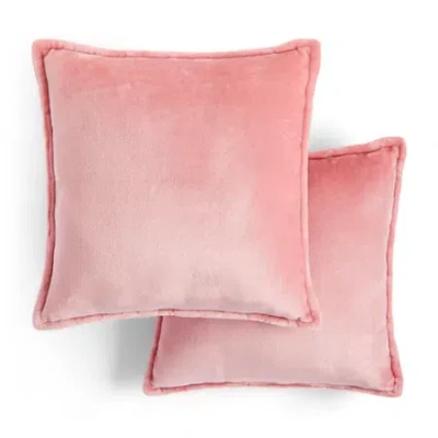 Home Expressions Velvet Plush 2-pack Square Throw Pillow In Pink