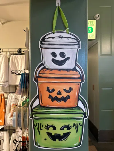 Home Malone Happy Halloween Buckets Door Hanger Cute Ghost Fall Decor In Multi