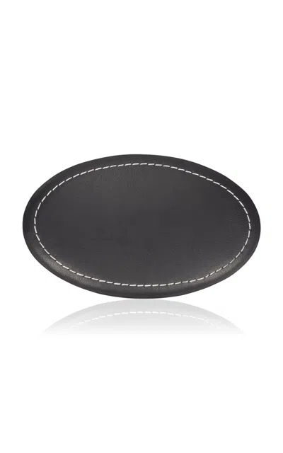 Home Of Hai Ebba Leather Barrette In Black