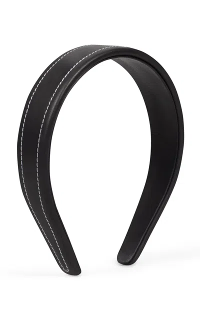 Home Of Hai Viola Leather Headband In Black
