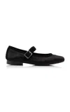 Home Of Hai X Reqins Constance Suede-trimmed Satin Mary Jane Flats In Black