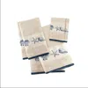 Home Outfitters Blue 100% Cotton Jacquard 6 Piece Bath Towel Set W/ Embroidery, Absorbent, Bathroom Spa Towel, Coast