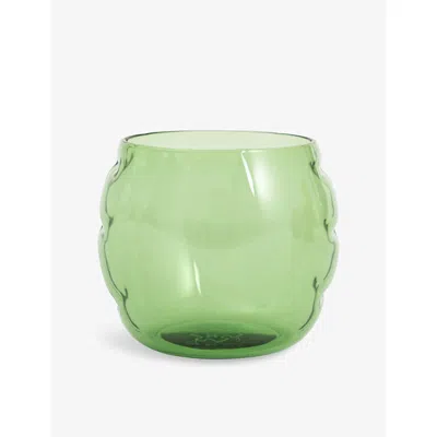 Home Studyo Emerald Bob Orchid Glass Vase In Green