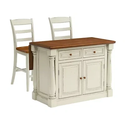 Home Styles Homestyles Monarch Drop Leaf Wood-top Kitchen Island Set In White