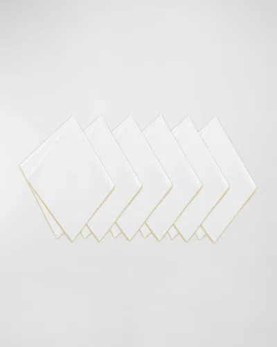 Home Treasures Aiden Linen Dinner Napkins, Set Of 6 In White/citrine