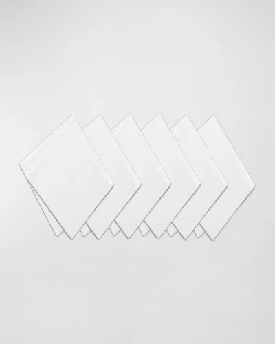Home Treasures Aiden Linen Dinner Napkins, Set Of 6 In White/pewter