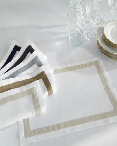 Home Treasures Fino Linen Placemats, Set Of 6 In White/gray Down
