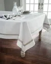 Home Treasures Fino Linen Tablecloth, 72" X 144" In White/light Natural