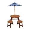 Home Wear China Child Wood Round Table W/ Umbrella And 2 Chairs Outdoor Play Set In Multi