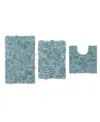 Home Weavers Bell Flower 3-pc. Bath Rug Set In Blue