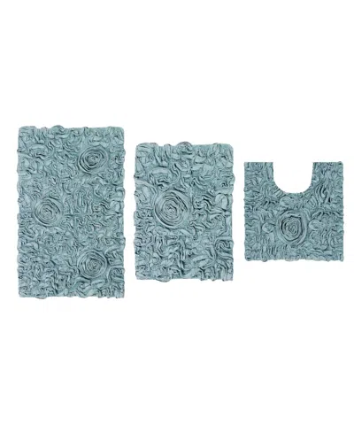 Home Weavers Bell Flower 3-pc. Bath Rug Set In Blue