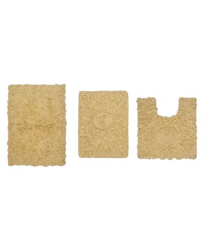 Home Weavers Bell Flower 3-pc. Bath Rug Set In Butter
