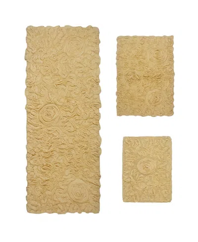 Home Weavers Bell Flower 3-pc. Bath Rug Set In Butter