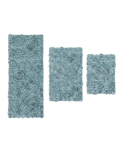 Home Weavers Bell Flower 3-pc. Bath Rug Set In Blue