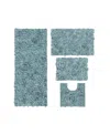 Home Weavers Bell Flower 4-pc. Bath Rug Set In Blue