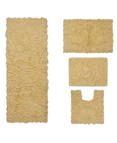 Home Weavers Bell Flower 4-pc. Bath Rug Set In Butter