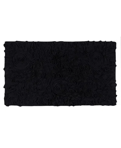 Home Weavers Bell Flower Bath Rug, 24" X 40" In Black