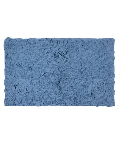 Home Weavers Bell Flower Bath Rug, 24" X 40" In Blue