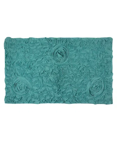 Home Weavers Bell Flower Bath Rug, 24" X 40" In Blue