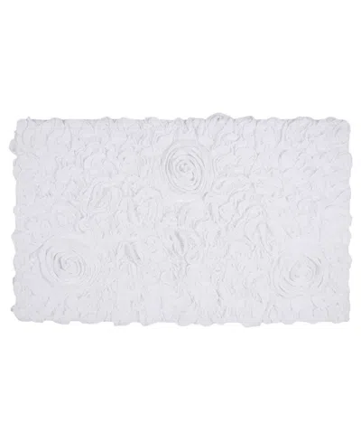 Home Weavers Bell Flower Bath Rug, 24" X 40" In White